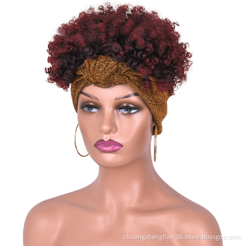 Wholese colorful deep wave blonde headband wigs for black women famale ombre toupee with attached synthetic kinky curly wigs